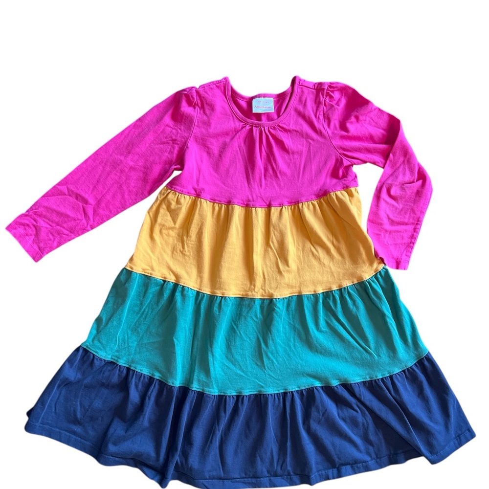 Hanna Andersson Twirl Power Dress in Pink Power Multi, size 8